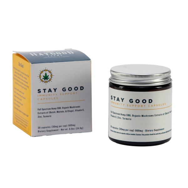 Capsules made with active botanicals including mushroom extracts of Reishi, Chaga, Maitake, Vitamin C, Zinc, Tumeric, and full spectrum hemp CBD oil to help increase energy and focus.